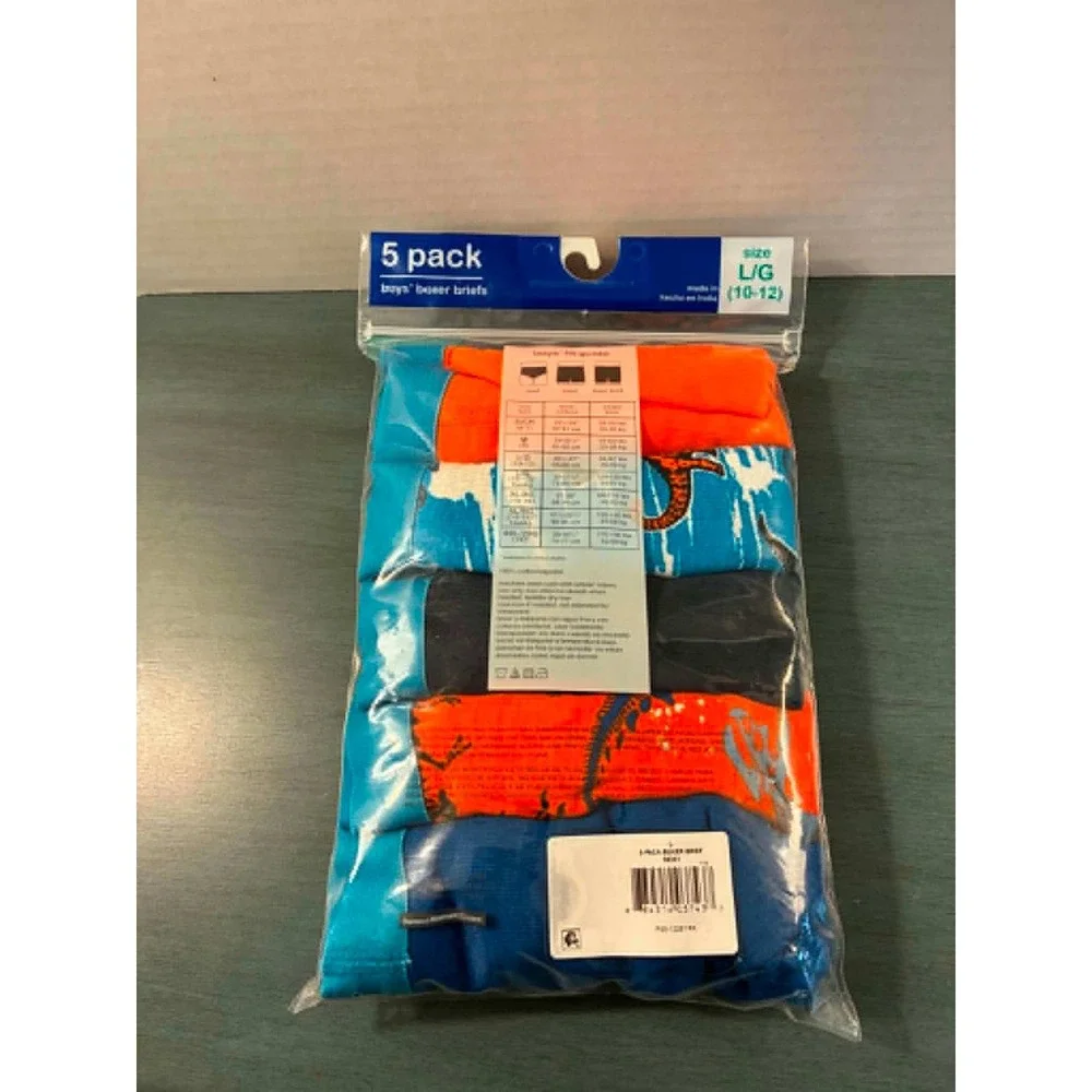 Wonder Nation‎ Boys 5 Boxer Briefs Size L 10-12 Dinosaur Cotton Tag Free